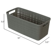 Curver Jute Narrow Gray Plastic Decorative Storage Basket, 13.6 in x 6.7 in x 5.7 in