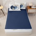 thumbnail image 4 of Homewish Bohemian Geometric Zipper Full Size Comforter Sets with Fitted Sheet and 2 Pillowcases,Navy Abstract Gradient Zipper Bedding Set,Navy Blue Reversible,4pcs, 4 of 8