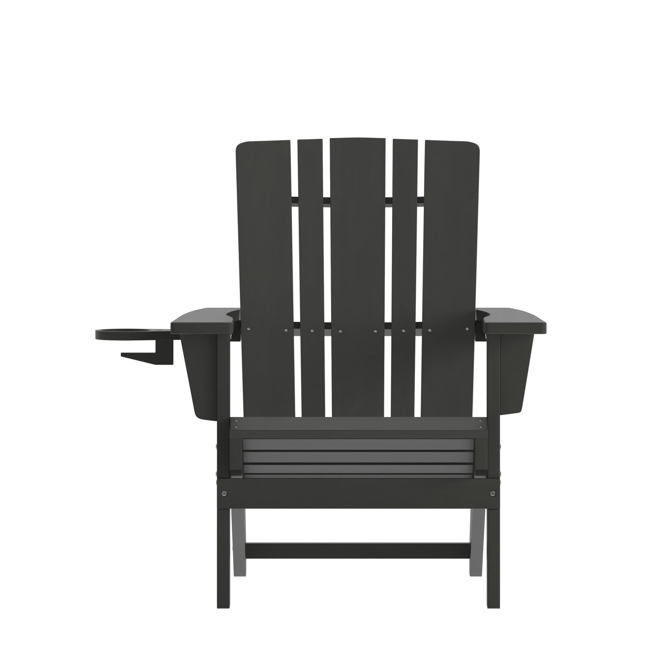 BizChair Adirondack Chair with Cup Holder, Weather Resistant HDPE Adirondack Chair in Black
