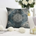 thumbnail image 3 of Boho Blue Carpet Pattern Linen Ethnic Design Throw Pillow Covers 18 X 18 Inch, Set Of 2, Linen Study Sofa Cushion Cover Indoor Living Room Home Decor, 3 of 7