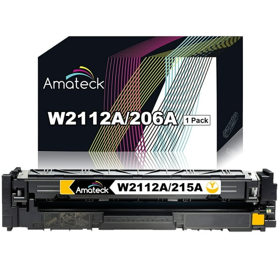 Amateck Compatible Toner Cartridge Replacement for HP W2112A 206A Yellow 1 Pack for Color Pro M255dw, Color Pro M255nw, M282nw, M283cdw, M283fdn, M283fdw