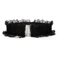 thumbnail image 1 of Cinturón de malla decorado con encaje y hebilla entrelazada de tela elástica para mujeres, talla única, negro, 1 of 4