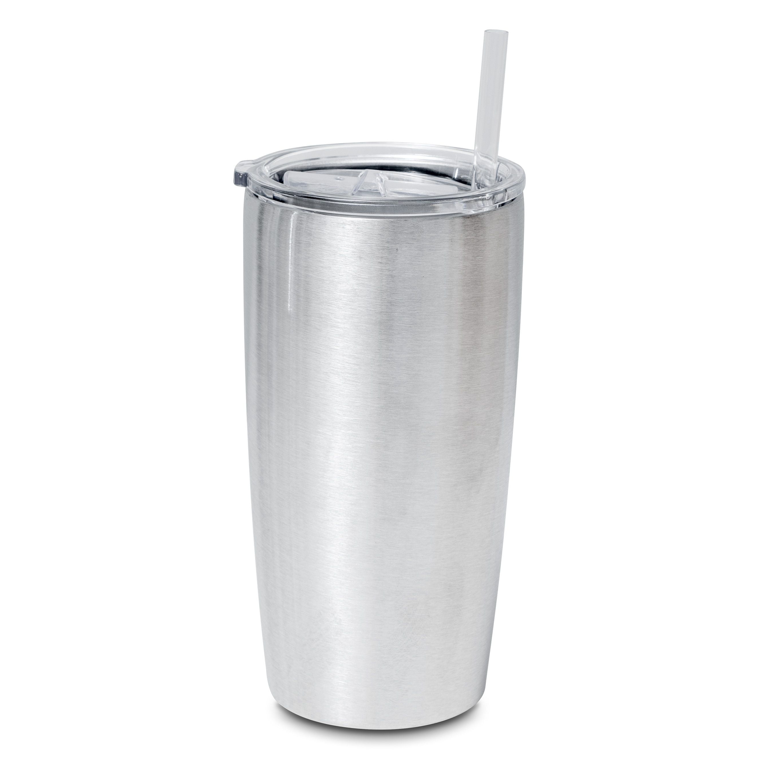 Makerflo 20 Oz Stainless Steel Insulated Tumbler w/ Splash Proof Lid &  Straw, Silver