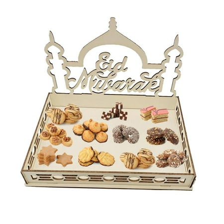 

IMSHIE Eid Mubarak Plates-Eid Mubarak Decorations for Home|Serving Trays for Party Islam Food Tray with Hollow-Carved Castle Pattern for Ramadan Mubarak Eid Table Decorations