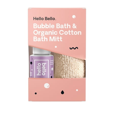 Hello Bello Lavender Bubble Bath 2oz + Organic Cotton Bath Mitt