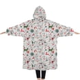 thumbnail image 2 of Oversized Wearable Blanket Hoodie,White Christmas Deer and Gift Pattern Sherpa Blanket Hoodie with Super Pockets,Super Warm Fuzzy Pullover for Women & Men, 2 of 6