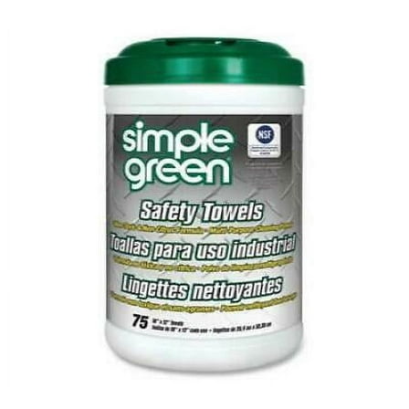 Simple Green Safety Towels, 10 x 11 3/4, 75/Canister, 6 per Carton (13351CT)