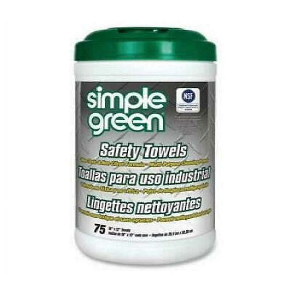 Simple Green Safety Towels, 10 x 11 3/4, 75/Canister, 6 per Carton (13351CT)