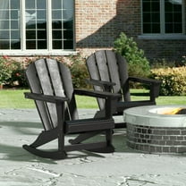 GARDEN Plastic Adirondack Rocking Chair for Outdoor Patio Porch Seating, Black