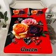 thumbnail image 2 of Castle Fairy Happy Valentine's Day 4 Pieces Queen Sheet Sets for Teenagers Boys Girls,Romantic Floral Flower Rose Ultra Soft Flat Sheet,Bling Crystal Love Heart Queen Fitted Sheet, 2 of 7