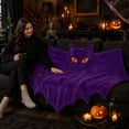 thumbnail image 6 of Halloween Throw Blanket, Purple Bat Shaped Halloween Blanket, 39x59'' Oversized | Ultra-soft Cozy Flannel Blanket, for Sofa Couch Bed Chair, Spooky Halloween Décor, Durable and Machine Washable, 6 of 8