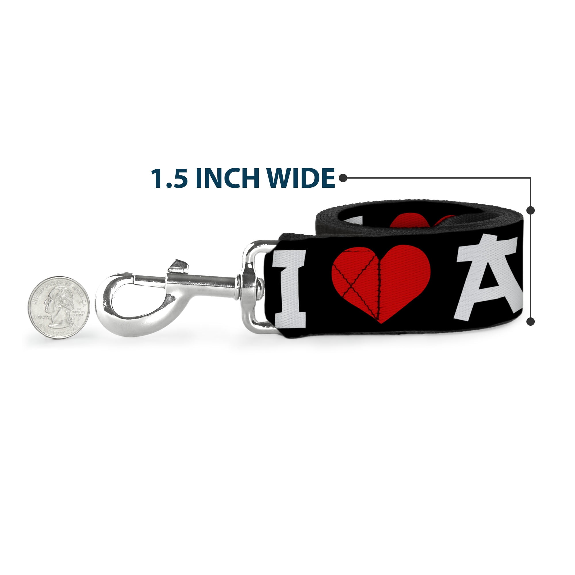 Buckle-Down Pet Leash, Dog Leash, I Heart Anime Bold Black White Red, 6 Feet Long 1.0 Inch Wide
