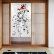 XMXY Japanese Doorway Curtain Noren, Astronauts Doodle Sitting Cloud Space Door Closet Curtain Panel, Room Dividers Privacy Tapestry, 34 x 56 Inches
