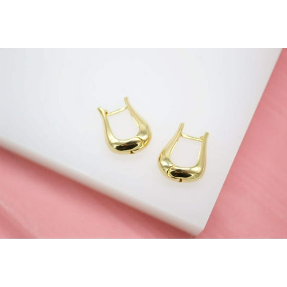 18K Gold Filled Earrings U Shaped Earrings Thick Linked Hoops Minimalist Trendy Huggies Earrings (L74A)