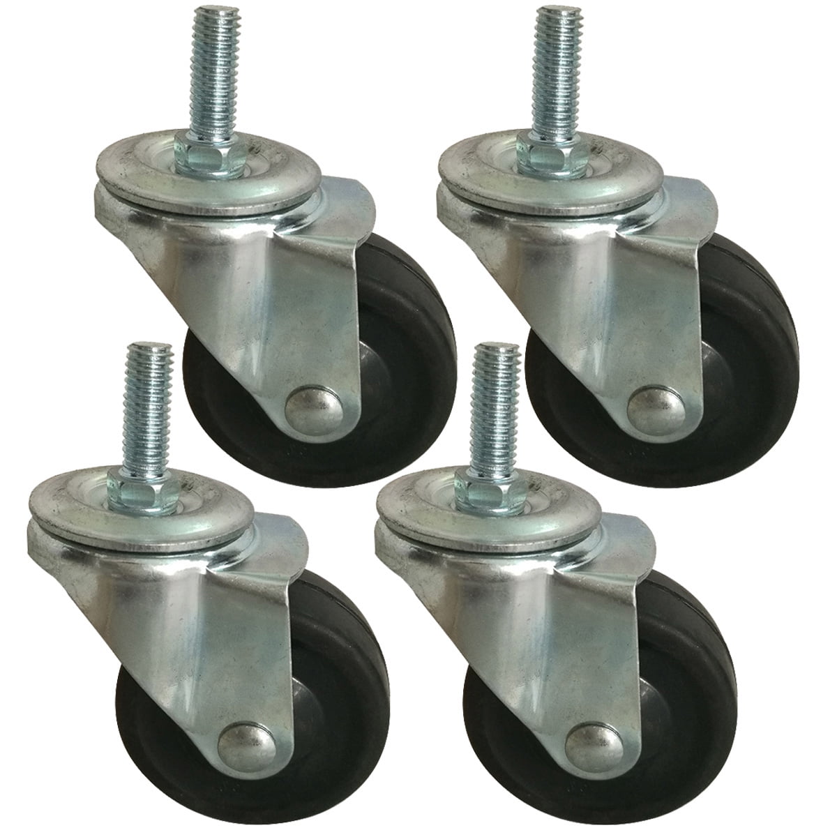 BIGLAND 4x 3 inch Swivel Stem Caster Wheels for Wire Shelving Racks