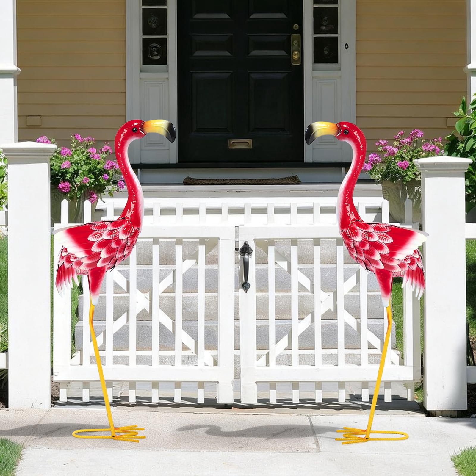 NIWEITA Large Yard Flamingos Metal Statues,Pink Flamingo Sculptures, Outdoor Decor, Garden,Patio, Porch, Lawn Ornament
