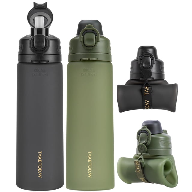 Botellas de agua plegables TakeToday de 620 ml, paquete de 2, sin BPA