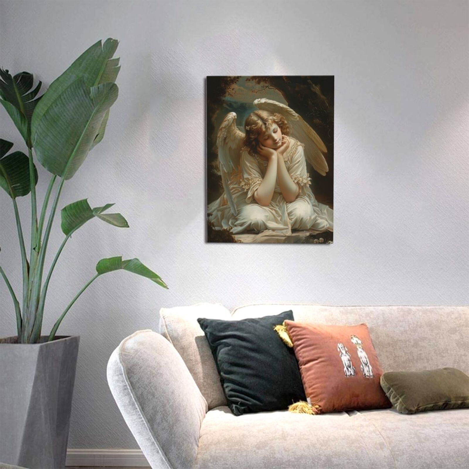 12x16 inch Picture Canvas Cute Angel Prayer,Apartment Bedroom,Prayer Room,Woman Cave Wall Decor Art Poster Prints,Gift For Believer,Vintage Angel Prayer Art Painting Canvas,For Bar,Cafes,Yard