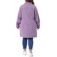 thumbnail image 3 of Agnes Orinda Women's Plus Size Jean Jacket Long Sleeve Maxi Length Denim Jackets 1X Purple, 3 of 6