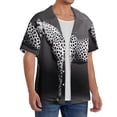 thumbnail image 2 of Rateoe Monochrome Leopard Horse Pattern Men's Short Sleeve Classic Shirt, Casual Short-Sleeved Shirt, Lightweight Summer Shirt, Cuban Collar Shirt,Button-Front Shirt-X-Large, 2 of 5