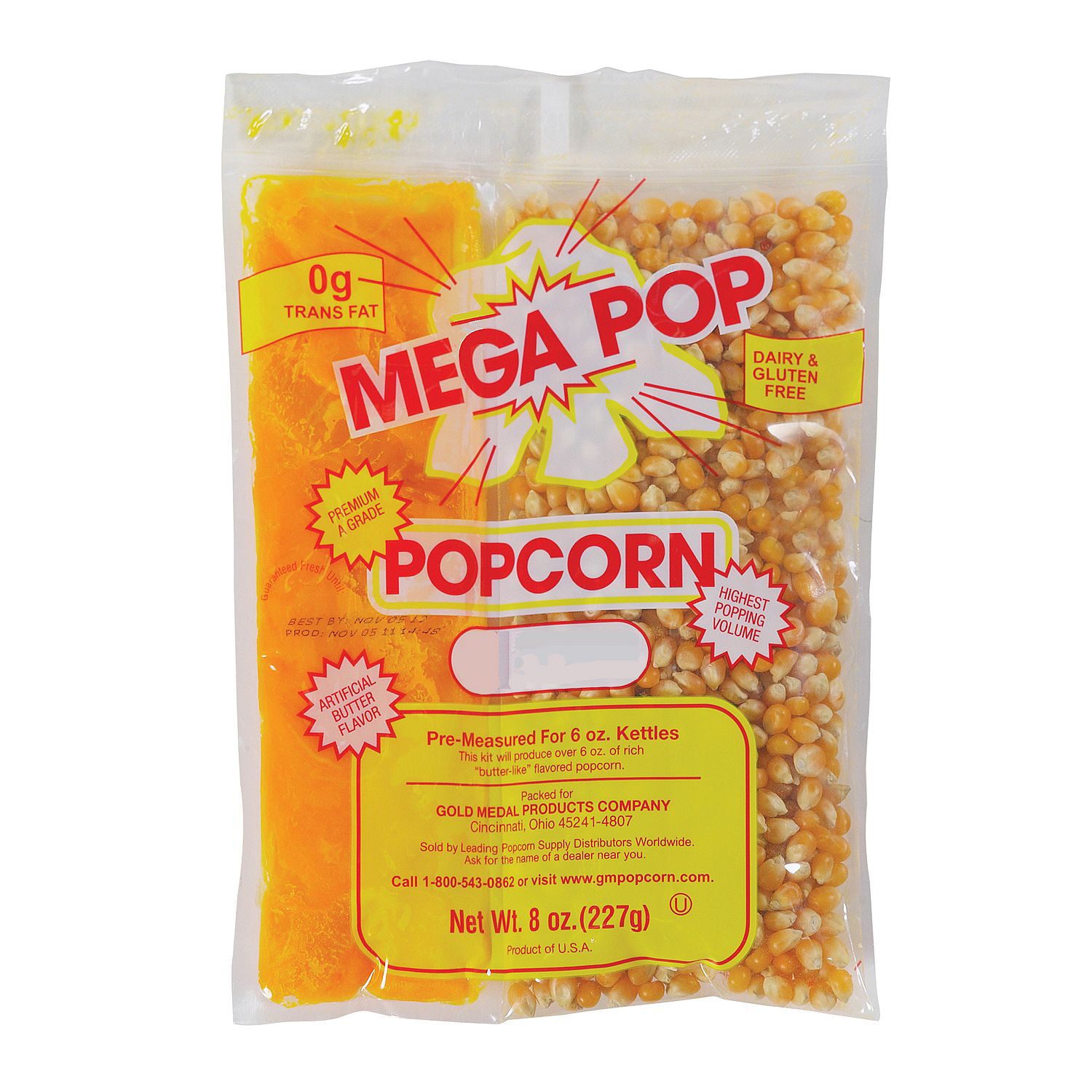 Popcorn Packs Kit 8oz 1cs Popcorn Kernels Oil Salt 