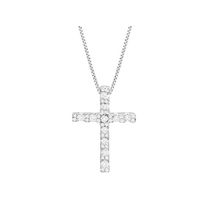 Women's Finecraft Cross Pendant Necklace with Cubic Zirconia in Sterling Silver, 18"