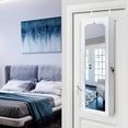 thumbnail image 6 of Hassch Wall Mounted Jewelry Storage Cabinet with Mirror, 8 Led Light and 6 Drawers, Lockable Jewelry Armoire Cabinet, Saving Space, 14.3 "L x 4.8" W x 42.5 "H, White, 6 of 7