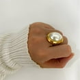 thumbnail image 4 of PAMTIER Women's Stainless Steel Vintage Elegant Dainty Big Pearl Open Ring Gold Size 8, 4 of 5