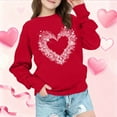 thumbnail image 6 of yoeyez Oversized Crewneck Sweatshirts for Girls Baby Girl Valentines Outfit Heart Printed Long Sleeve Shirts Spring Valentines Clothes Red,10 Years, 6 of 7