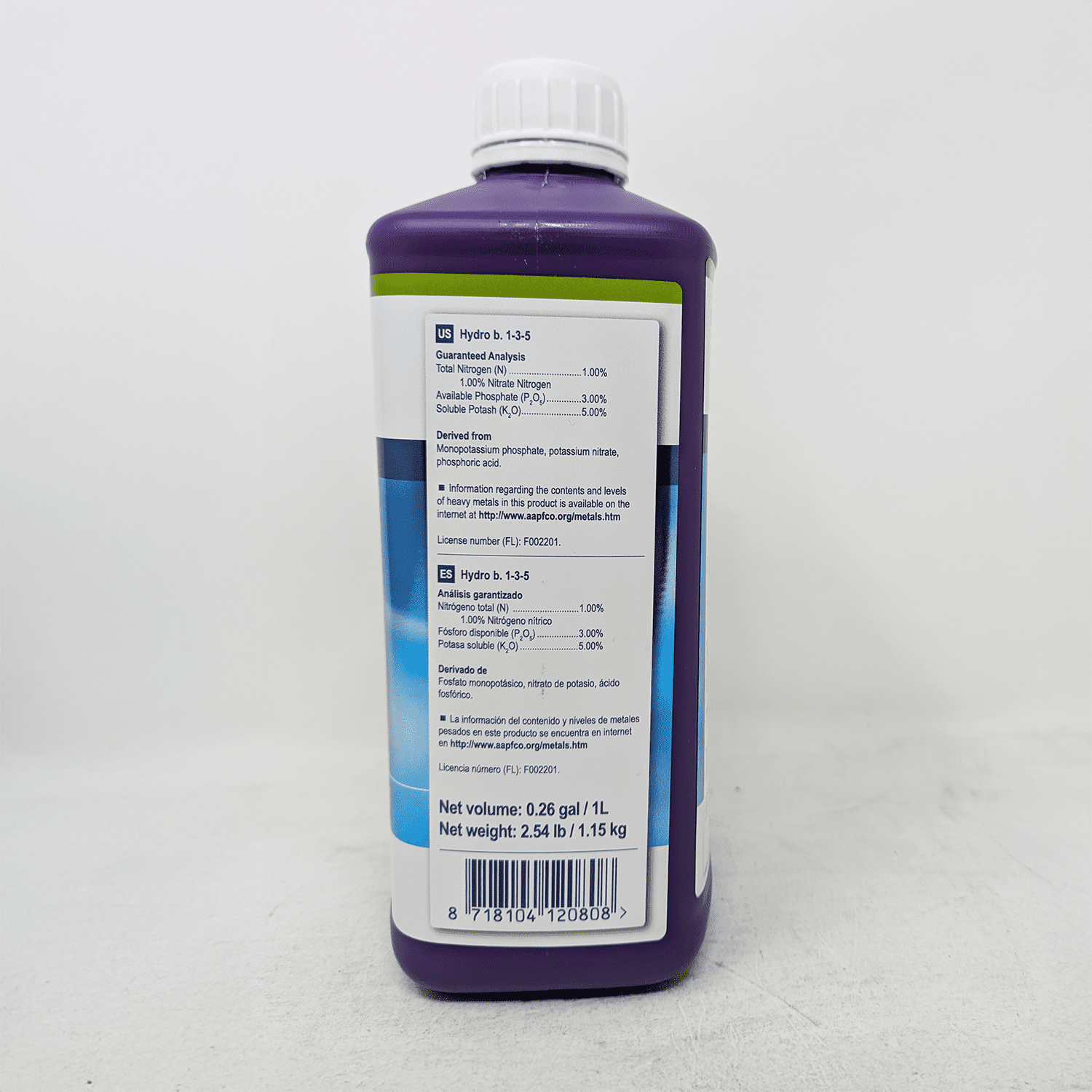 Hydro B - Base Nutrients for Hydroponic Grow & Flowering Cycles - 1 Liter Bottle by Plagron