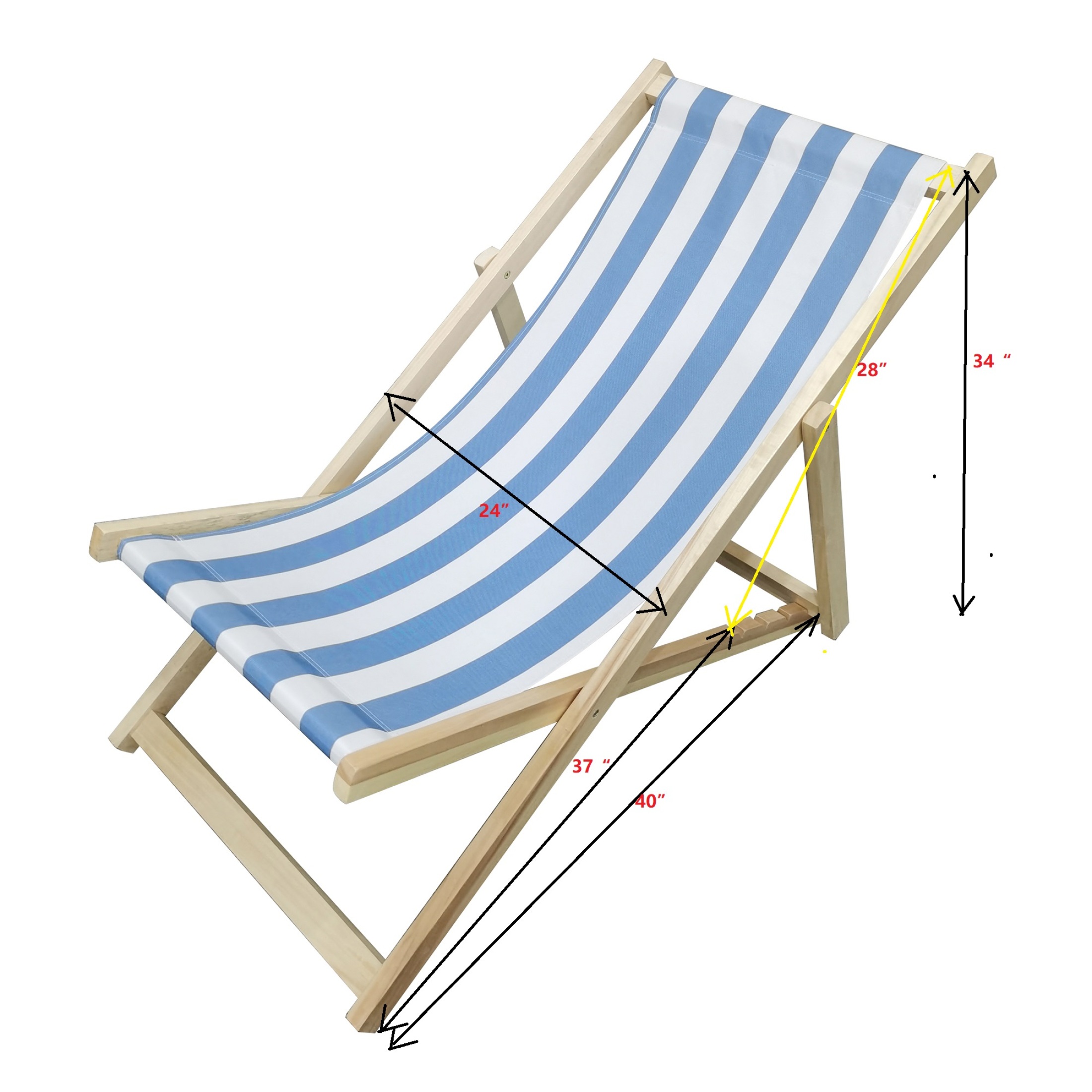 Pouseayar Foldable Sling Chair,Outdoor Beach Chair Chaise Lounge, Blue - image 5 of 8