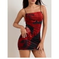 thumbnail image 6 of Raccmtaty Women's Bodycon Mini Dress Sleeveless Spaghetti Strap Cowl Neck Abstract Print Dress Casual Night Out Dress, 6 of 8