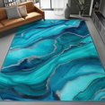 thumbnail image 3 of Area Rugs 3 X 5 ft Rug for Living Room Soft Non Slip Rug Low Pile Abstract Fluid Art Printed Area Rugs Bedroom Farmhouse Dining Room, Home Decor Indoor Blue Cyan Gray, 3 of 7