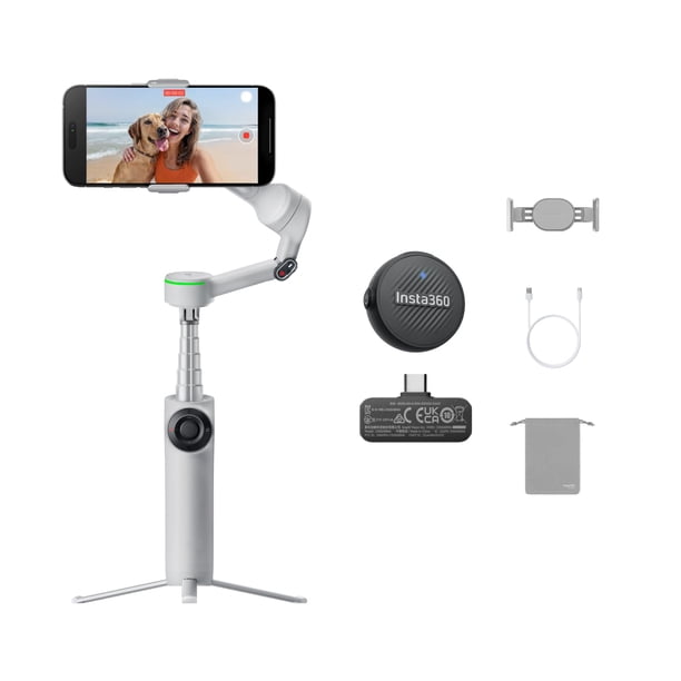 Paquete de micrófonos Phone Gimbal Insta360 Flow 2 Pro, gris con trípode