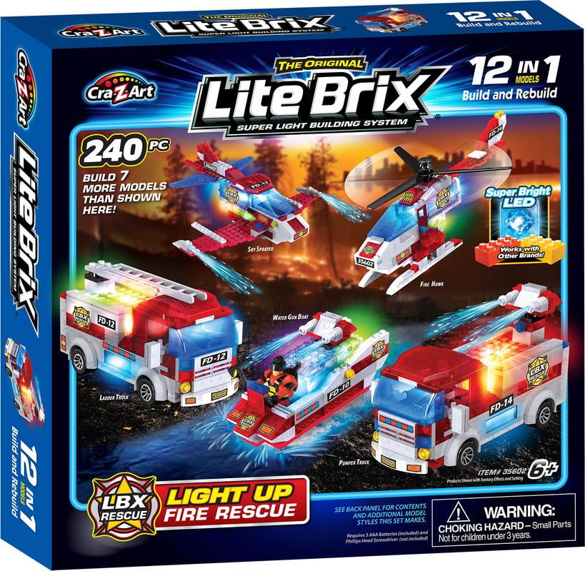 Set of 2 Cra-Z-Art Lite Brix Airport Lumi-Port Star Shuttle Vehicle Playset 
