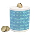 thumbnail image 1 of Whale Piggy Bank, Ocean Inspired Pattern with Geometrical Borders Fish and Scallops, Ceramic Coin Bank Money Box for Cash Saving, 3.6" X 3.2", Turquoise Lilac Blue, by Ambesonne, 1 of 4