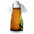 thumbnail image 3 of Halloween Apron Gothic Haunted House Bats Western Spooky Night Scene with Pumpkin Drawing Art, Unisex Kitchen Bib Apron with Adjustable Neck for Cooking Baking Gardening, Orange Black, by Ambesonne, 3 of 3