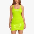 thumbnail image 2 of JIANJIA Summer Dresses For Women Solid Color Leather Strappy U Neck Sleeveless Fashion Night Club Mini Bodycon Outwear,Green,S, 2 of 7