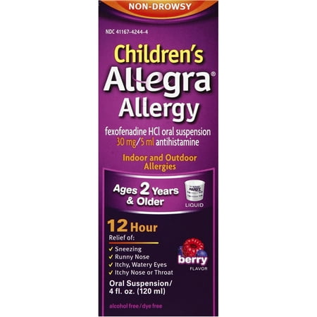 Allegra Children's 12 Hour Non-Drowsy Indoor and Outdoor Allergy Relif Liquid 4 Fl Oz