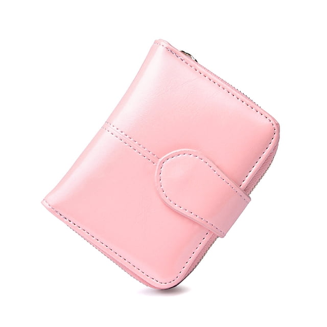 Jumpingount Cartera de cuero de diseño Simple, monedero plegable para almacenamiento de cambio de dinero, tarjetero de crédito y débito para Carteras Rosa