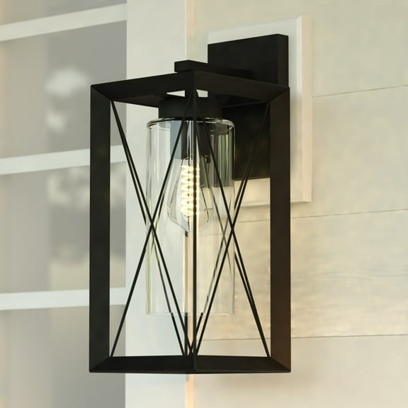 Milton 1 Light Matte Black Transitional Outdoor Wall Lantern Clear Glass
