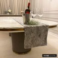 thumbnail image 3 of The HomeCentric Decorative Silver 6 Seater Table Runner 14 x 72 inch Animal And Croc Pattern, Border, Crystals, Faux Leather, Table Runner for Holiday, Party, Dining, Outdoor, Kitchen - Pewter Python, 3 of 10