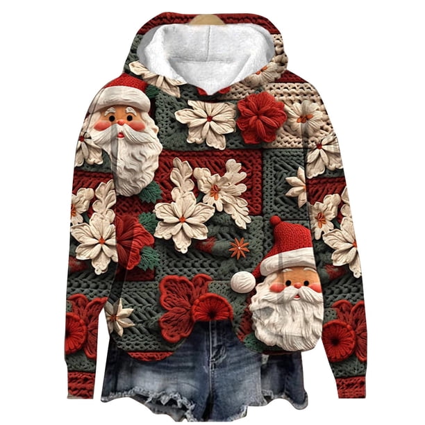 Suéter navideño feo Bouanq para mujer, tejido con estampado de muñecos de nieve en 3D, suéter navideño feo, sudadera con árbol de Navidad, blusa informal de manga larga para vacaciones navideñas