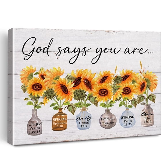 Inspirational Bible Verse God Says You are Print Canvas Wall Art Christian Office Home Decor Rustic Positive Affirmations Poster Picture Artwork