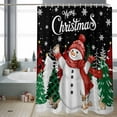 thumbnail image 2 of Christmas Snowman Bathroom Shower Curtain Xmas Snowflake Tree Black Bottom Waterproof Washable Shower Curtains for Bathtub Bath Decor with Grommets and Hook 72 X 72 Inch, 2 of 8