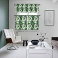 thumbnail image 5 of Tropical Plant Leaf Kitchen Curtains Valances and Tiers Set of 3 Green Palm Leaves Linen Texture Tier Curtains and Valance with Rod Pocket for Small Windows, 27.5"x24", 5 of 9