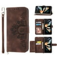thumbnail image 3 of Nalacover Case for Samsung Z Fold4, PU Leather Wallet Phone Crossbody Flip Case with Credit Card Holder and Shoulder Wrist Strap Magnetic Stand Shockproof Cover for Samsung Galaxy Z Fold4, Brown, 3 of 14