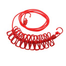 16.4ft Windproof Clothesline Rope With 12 Clips - Portable Drying Line For Outdoor Camping, Travel, Balcony