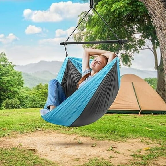 Hanging Hammock Chair - Tree Pod Sensory Swing - Outdoor Camping Cacoon Chair - Collapsible and Lightweight Swings - Swinging Rocker Chairs for Camp, Travel, Hiking, Tent, Porch (500 lb Max)