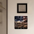 thumbnail image 3 of 12 Inch Wall Clock Battery Operated Square Clock Decorative for Office, Kitchen, Outdoor, Living Room，Vintage Baseball Ball Star American Flag Pattern, 3 of 4
